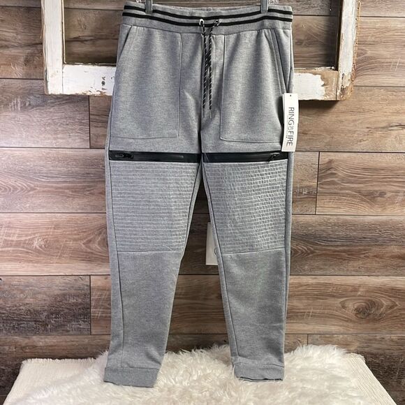 RING OF FIRE Mens Victory Textured Heat Joggers Heather Gray Size Large NWT - Picture 3 of 11
